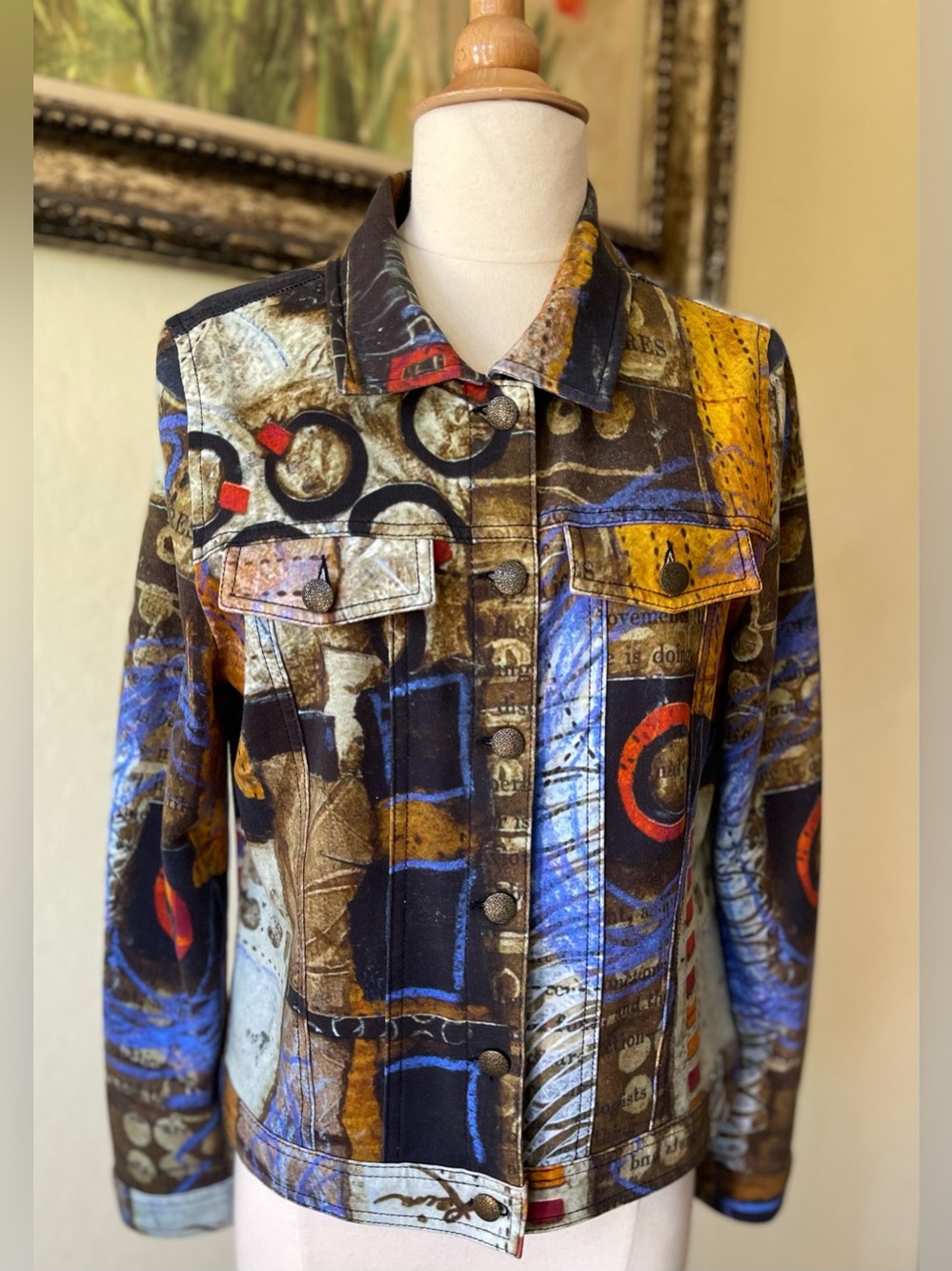 SIMPLY ART by Dolcezza Jacket button multicolored abstract graphic print M